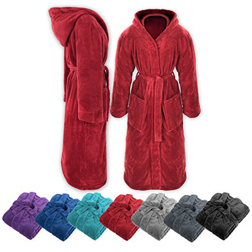 Gräfenstayn Damen & Herren Kuschelfleece Bademantel mit Kapuze Größe S-XXXL Öko-Tex Standard 100 Flanell Fleece