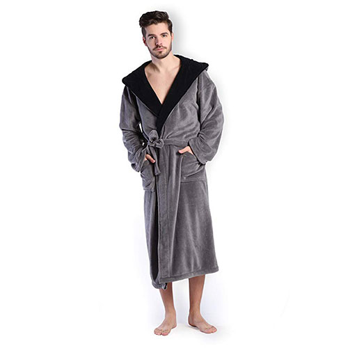 COSMOZ® Premium Herren Coral Fleece Morgenmantel Bademantel