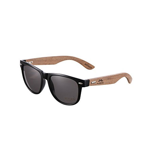 Bambus-Sonnenbrille mit Brillen-Etui, Schraubenzieher und Tasche - polarisiert - UV400 - verschiede Farben u verspiegelte Gläser, mit Bügeln aus Bambus | UV-Schutz