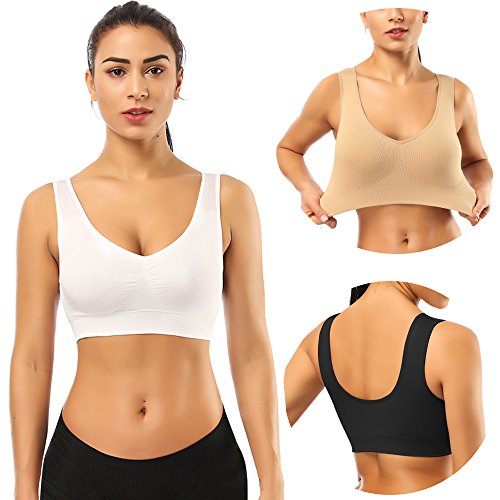 SIMIYA Damen Sport BH, Bequem Frauen Bustier, Push Up und Ohne Bügel, 1er Pack 3er Pack